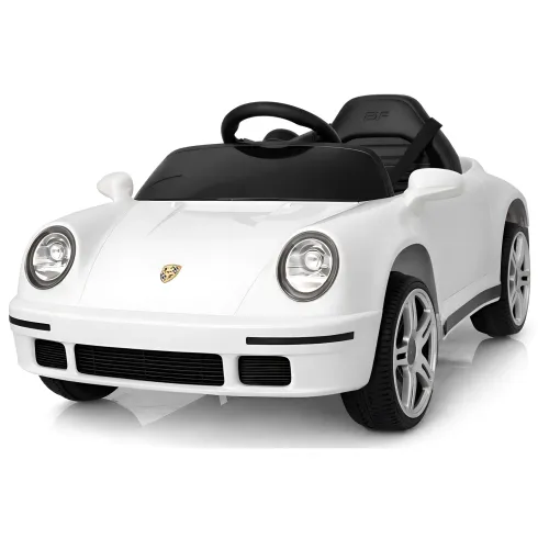 Auto Elettrica per Bambini Bianco Porsche Tuning Ruf Telecomando e LED