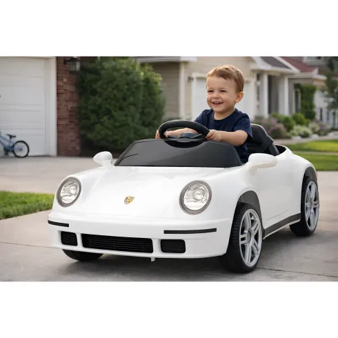 Auto Elettrica per Bambini Bianco Porsche Tuning Ruf Telecomando e LED