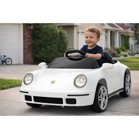 Auto Elettrica per Bambini Bianco Porsche Tuning Ruf Telecomando e LED