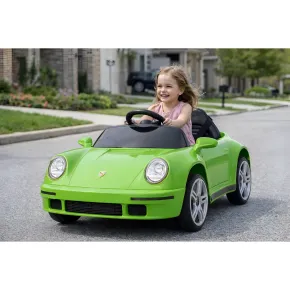 Auto Elettrica per Bambini Verde Porsche Tuning Ruf Telecomando e LED 2
