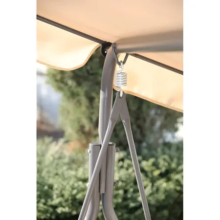 Dondolo 3 Posti Telo Beige in Acciaio da Esterno Balcone Giardino