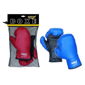 Guanti da Boxe Misura 6-8 Oz Blu o Rossi Guantoni Kickboxing in PU Gioco Junior