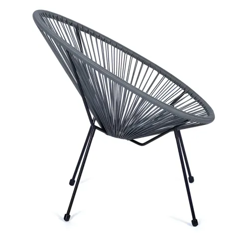 Poltrona da Esterno Intrecciata Struttura Acciaio Grigio Effetto Rattan