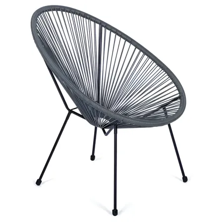 Poltrona da Esterno Intrecciata Struttura Acciaio Grigio Effetto Rattan