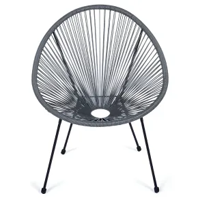 Poltrona da Esterno Intrecciata Struttura Acciaio Grigio Effetto Rattan