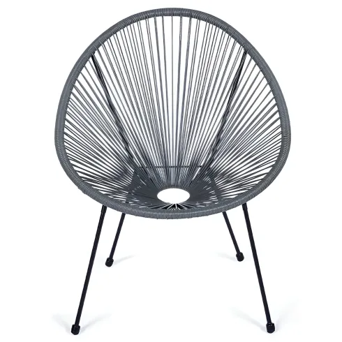 Poltrona da Esterno Intrecciata Struttura Acciaio Grigio Effetto Rattan