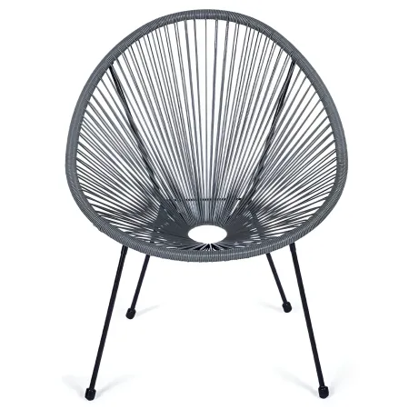Poltrona da Esterno Intrecciata Struttura Acciaio Grigio Effetto Rattan