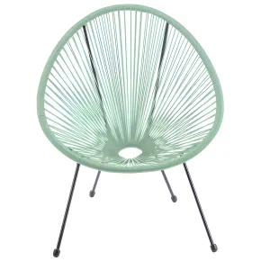 Poltrona da Esterno Intrecciata Struttura Acciaio Verde Effetto Rattan