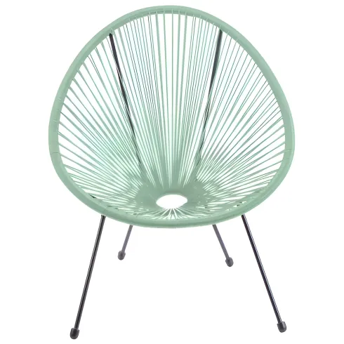 Poltrona da Esterno Intrecciata Struttura Acciaio Verde Effetto Rattan