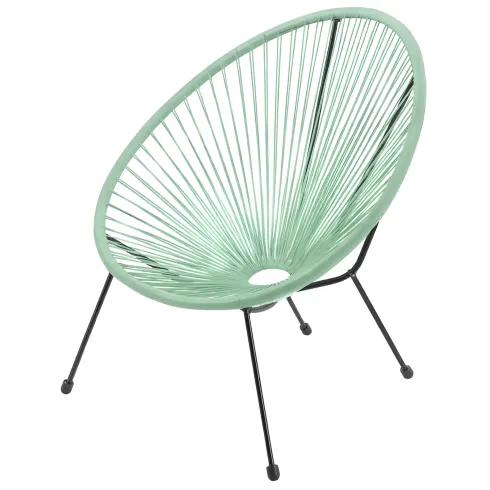 Poltrona da Esterno Intrecciata Struttura Acciaio Verde Effetto Rattan