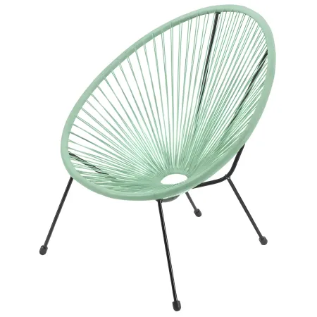 Poltrona da Esterno Intrecciata Struttura Acciaio Verde Effetto Rattan