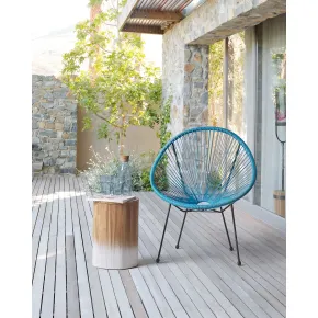 Poltrona da Esterno Intreccio Effetto Rattan Struttura Acciaio Azzurro 2