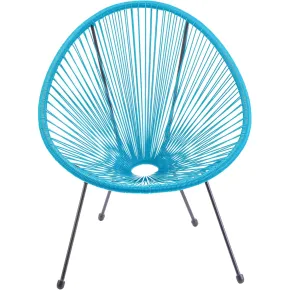 Poltrona da Esterno Intreccio Effetto Rattan Struttura Acciaio Azzurro