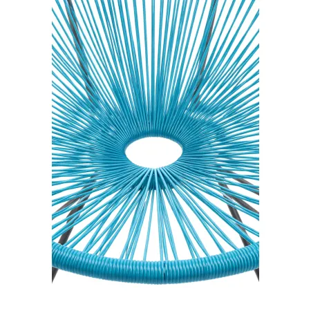 Poltrona da Esterno Intreccio Effetto Rattan Struttura Acciaio Azzurro