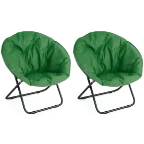 Set 2 Poltrone da Esterno Tessuto Verde e Struttura Acciaio Pieghevoli