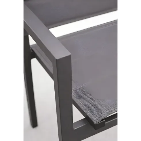 Sedia con Braccioli da Esterno Antracite Struttura Alluminio Textilene