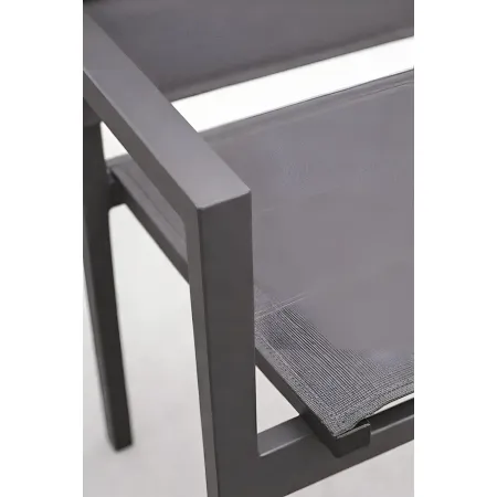 Sedia con Braccioli da Esterno Antracite Struttura Alluminio Textilene