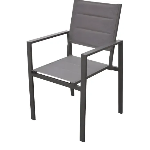 Sedia con Braccioli da Esterno Antracite Struttura Alluminio Textilene
