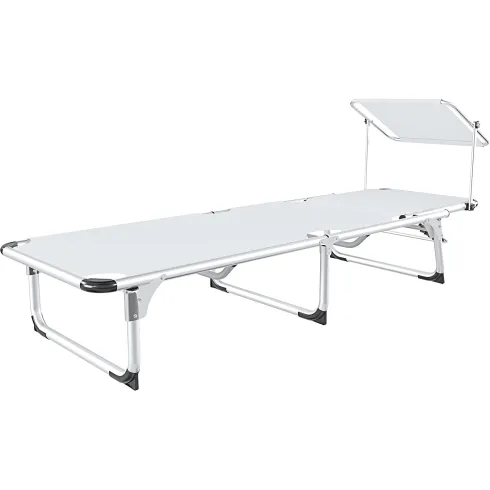 Set 2 Lettini Prendisole da Giardino Mare Pieghevoli Alluminio Bianco