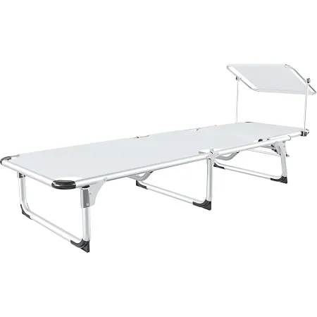 Set 2 Lettini Prendisole da Giardino Mare Pieghevoli Alluminio Bianco