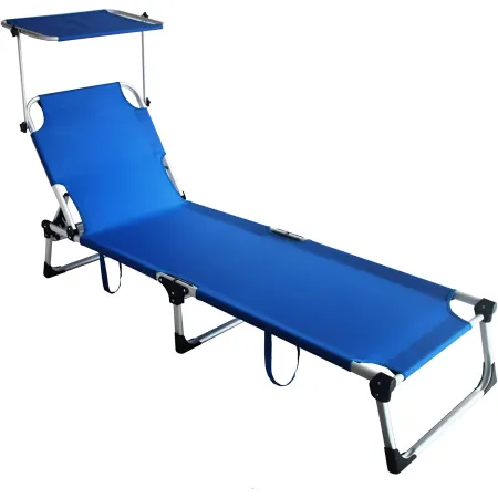 Set 2 Lettini Prendisole da Giardino Mare Pieghevoli in Alluminio Blu