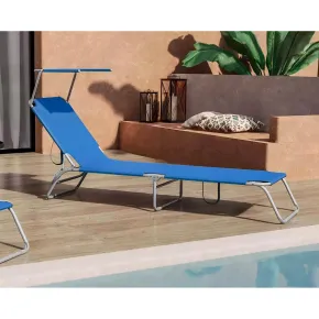 Set 2 Lettini Prendisole da Giardino Mare Pieghevoli in Alluminio Blu 2