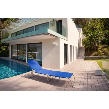 Set 2 Lettini Prendisole da Giardino Mare Pieghevoli in Alluminio Blu
