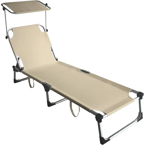 Set 2 Lettini Prendisole da Giardino Mare Pieghevoli Alluminio Beige