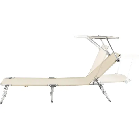 Set 2 Lettini Prendisole da Giardino Mare Pieghevoli Alluminio Beige