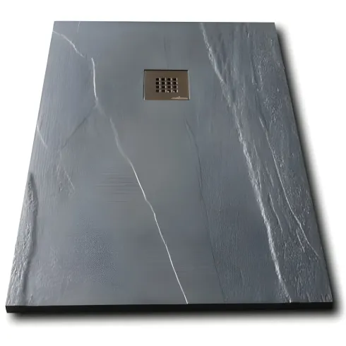 Piatto Doccia Nero Rettangolare 80X100 CM Ardesia Effetto Pietra Slim