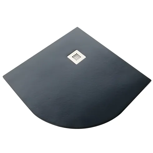 Piatto Doccia Slim Semicircolare 80x80 Pietra Nero 2.8cm Angolare Piletta