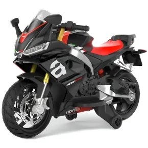 Moto Elettrica per Bambini Sportiva 12V Aprilia 3,5Ah Nero Luci Suoni