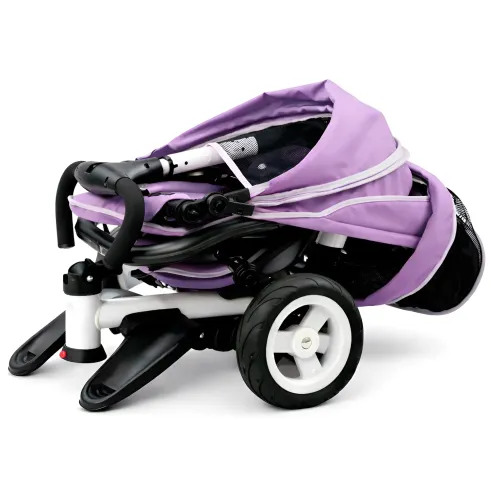 Triciclo per Bambini Rosa Pieghevole Sedile Girevole Cappottina 1+