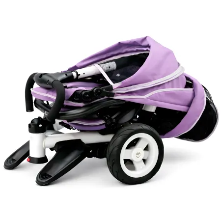 Triciclo per Bambini Rosa Pieghevole Sedile Girevole Cappottina 1+
