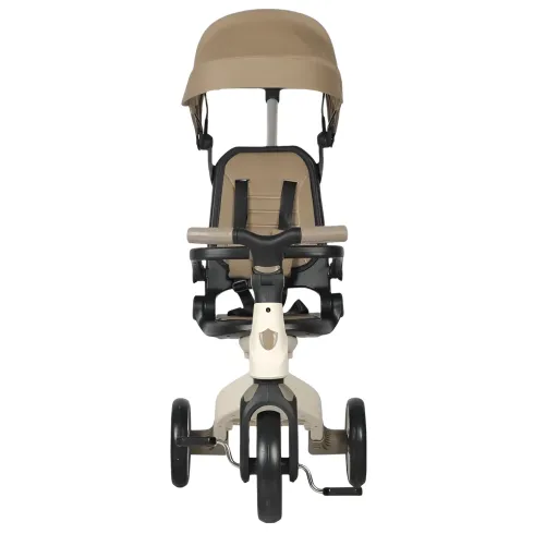 Triciclo Evolutivo per Bambini Beige Sedile Girevole Cappotta Tessuto