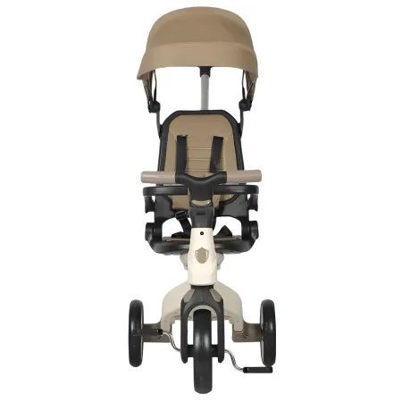 Triciclo Evolutivo per Bambini Beige Sedile Girevole Cappotta Tessuto