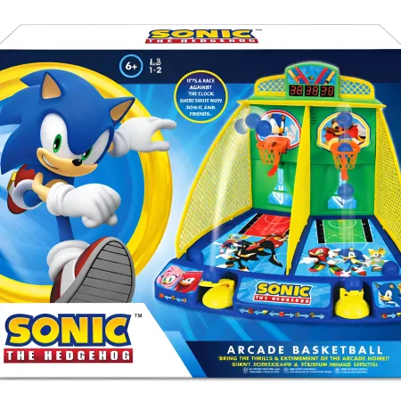 Gioco Arcade da Tavolo per Bambini Sonic Basket Elettronico Luci Suoni