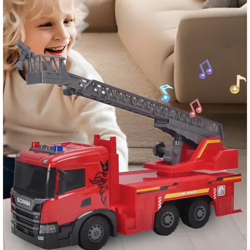 Camion dei Pompieri a Frizione Giocattolo Scania con Luci Suoni Rosso