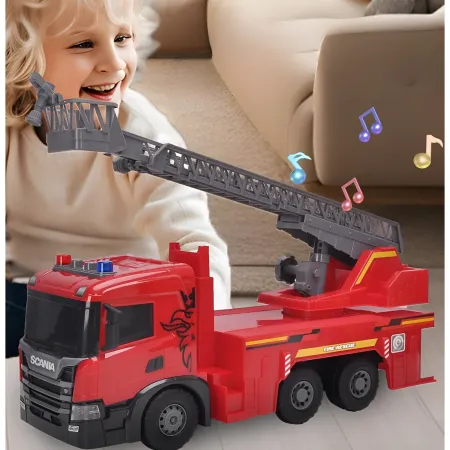 Camion dei Pompieri a Frizione Giocattolo Scania con Luci Suoni Rosso