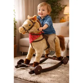 Cavallo a Dondolo per Bambini Giocattolo Cavalcabile con Ruote 2+ 2