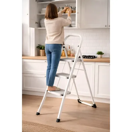 Sgabello Scala Pieghevole 3 Gradini in Acciaio Domestica Salvaspazio Scaletta | BricoShop24