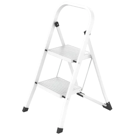 Sgabello Scala in Acciaio 2 Gradini Domestica Salvaspazio Scaletta Pieghevole | BricoShop24