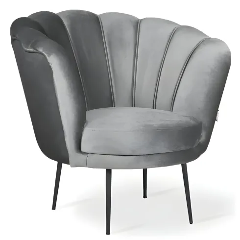 Poltroncina Poltrona a Conchiglia in Velluto Grigio da Ufficio Salotto Camera
