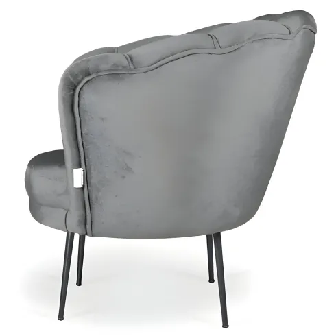 Poltroncina Poltrona a Conchiglia in Velluto Grigio da Ufficio Salotto Camera