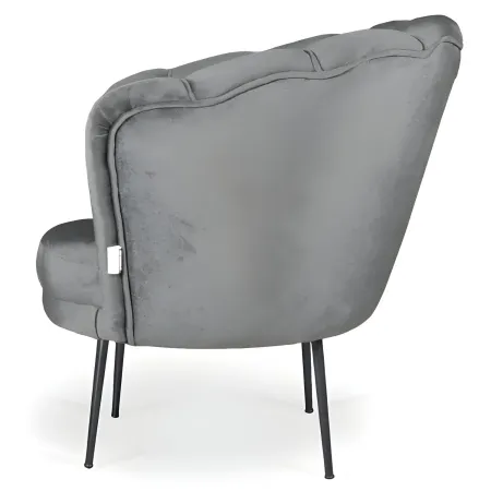 Poltroncina Poltrona a Conchiglia in Velluto Grigio da Ufficio Salotto Camera