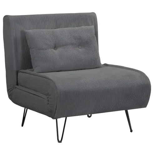 Poltrona Letto senza Braccioli colore Grigio con piedini in Metallo