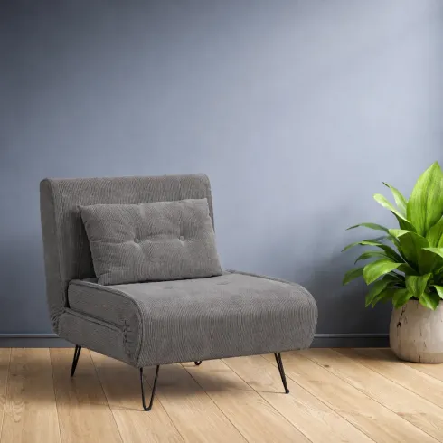 Poltrona Letto senza Braccioli colore Grigio con piedini in Metallo