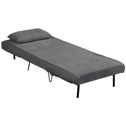 Poltrona Letto senza Braccioli colore Grigio con piedini in Metallo