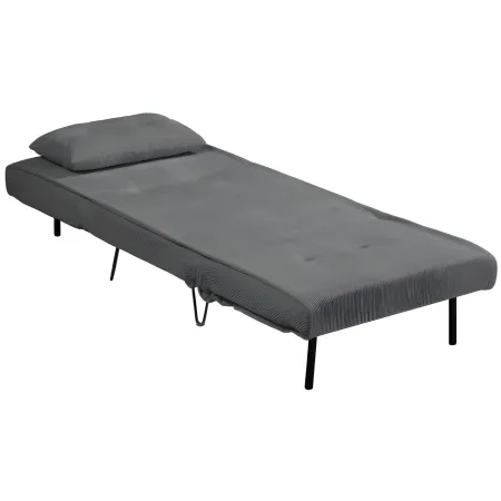 Poltrona Letto senza Braccioli colore Grigio con piedini in Metallo