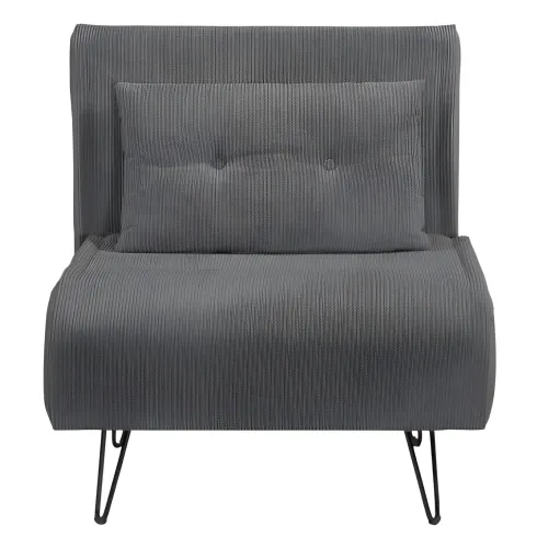 Poltrona Letto senza Braccioli colore Grigio con piedini in Metallo